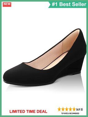 Women's 2 Inch Closed Toe Wedge Heels Low Heel Dress Pumps